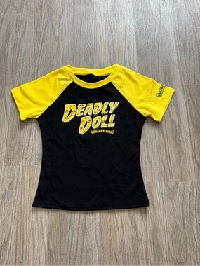 Deadly Doll Black & Yellow Raglan Tee